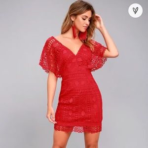 Lulus red lace dress - XS